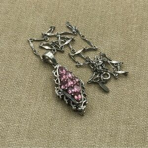 Vintage Colore Sg pink sapphire Victorian Sterling silver necklace